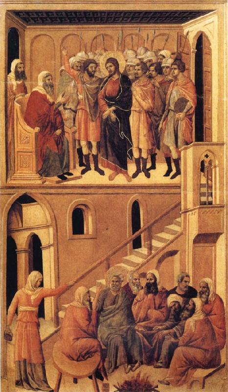 Duccio di Buoninsegna Peter's First Denial of Christ and Christ Before the High Priest Annas China oil painting art